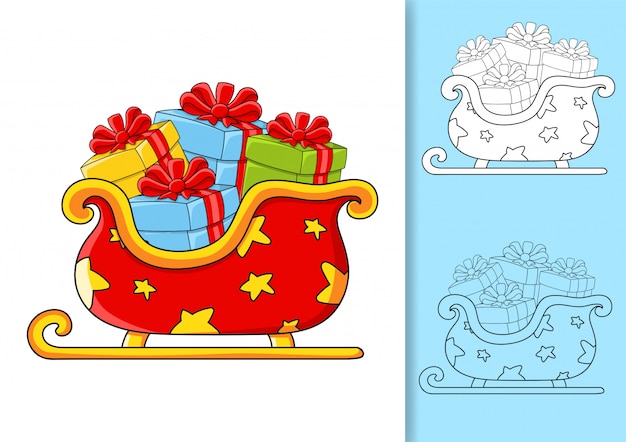 Рождественские сани санта-клаус с подарками.