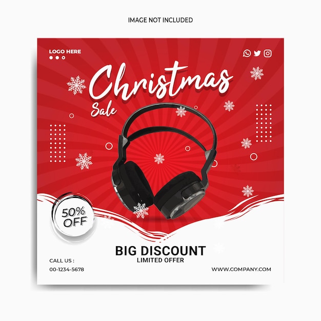 Vector christmas smart watch sales social media post instagram banner template gadget promotion