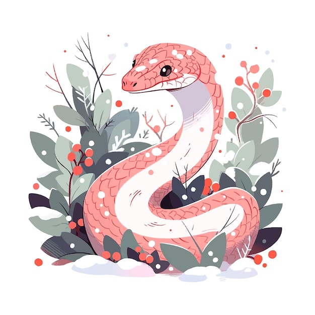 Christmas snake 2025 New Year watercolor vector