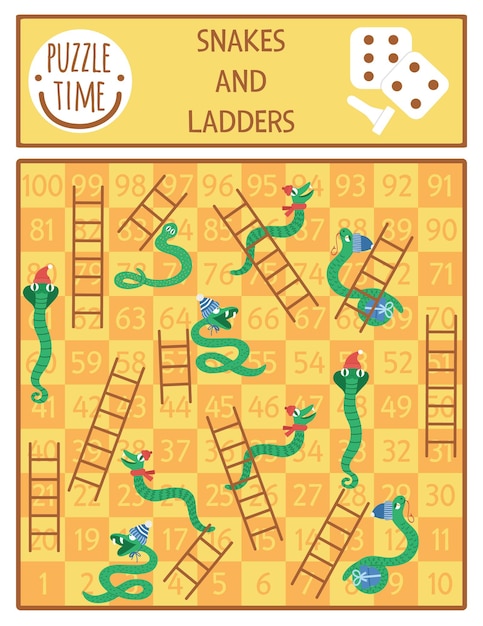 Snakes and Ladders Board Game for Kids: Children Can Play Snakes