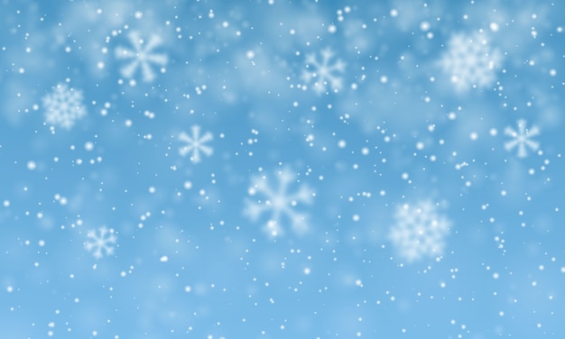 Christmas snow. falling snowflakes on blue background. snowfall.