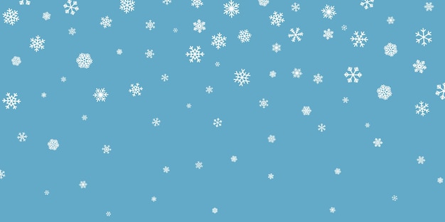 Christmas snow. Falling snowflakes on dark blue background. Snowfall. Vector illustration.