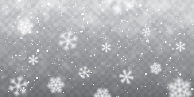 ベクトル クリスマス雪透明な背景に降る雪片降雪ベクトル イラスト
