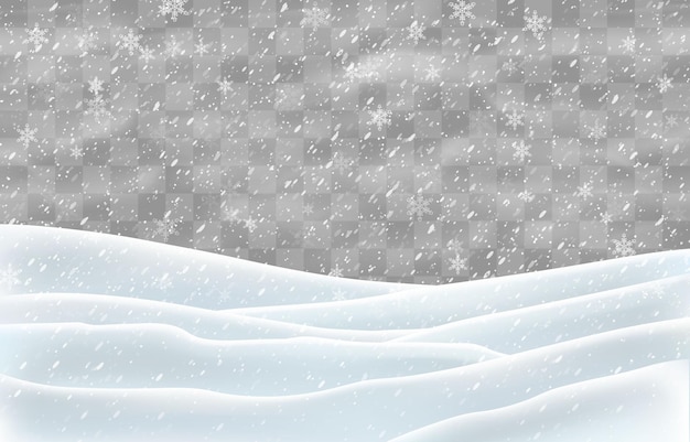 Vector christmas snow falling snowflakes on png background