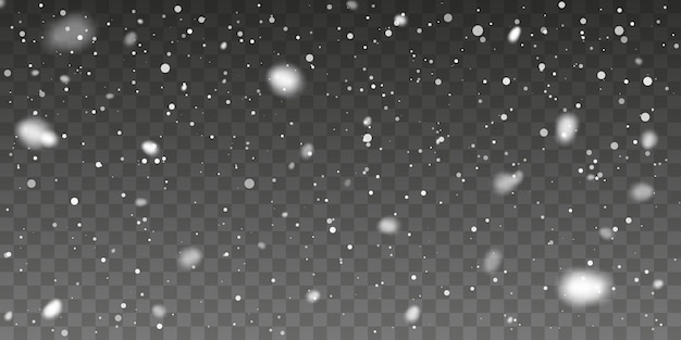 Vector christmas snow. falling snowflakes on transparent background. snowfall. vector illustration.