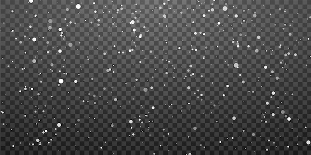 Vector christmas snow falling snowflakes on transparent background snowfall vector illustration