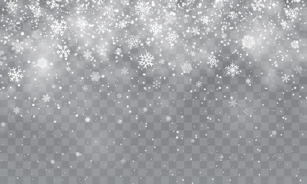 Vector christmas snow. falling snowflakes on transparent background. snowfall.