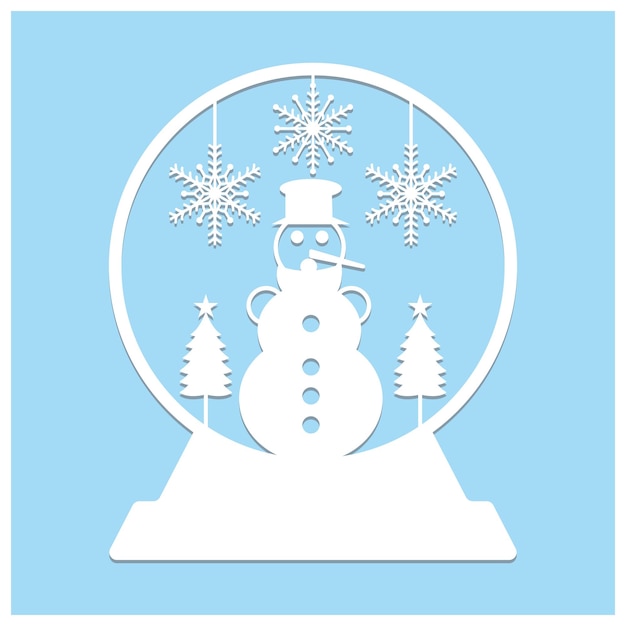 Vector christmas snow globe paper cut