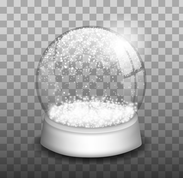 Globo di neve di natale. snowglobe. elemento di design di natale invernale. sfera di vetro.