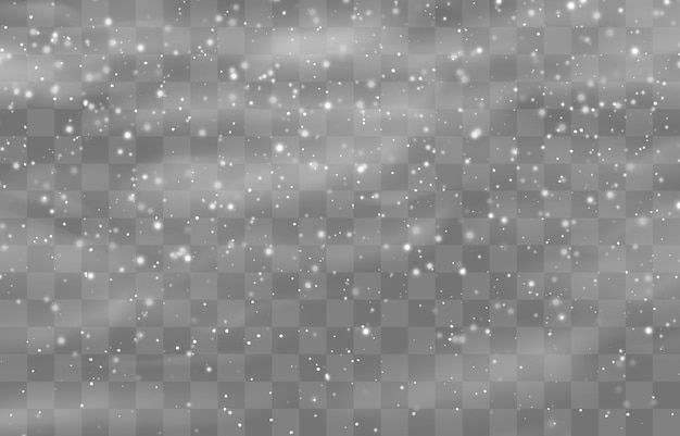 Christmas snow, heavy snowfall, white snowflakes flying in the air, blizzard, vector isolated on png