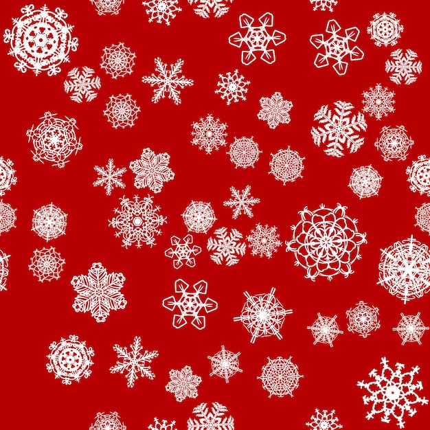 Christmas snow seamless pattern with beautiful snowflakes