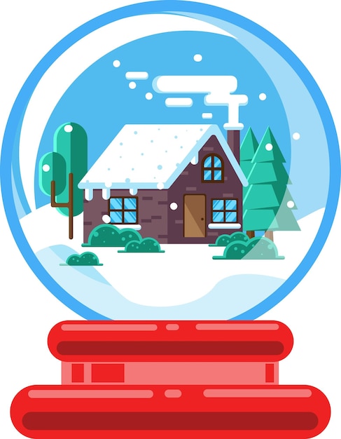 christmas snowball globe with flat design