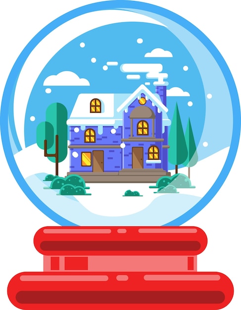 Vector christmas snowball globe with flat design