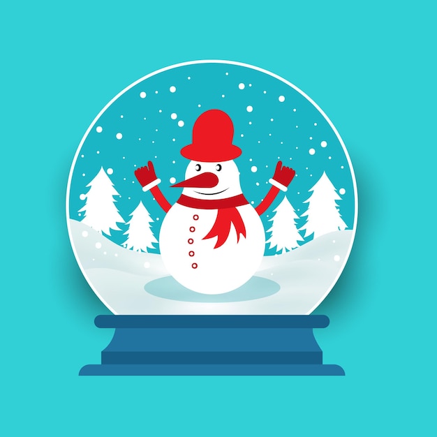 Vector christmas snowball globe with snowman
