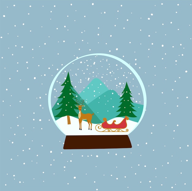 Christmas snowball illustration flat vector in cartoon style For cards banners Season greating