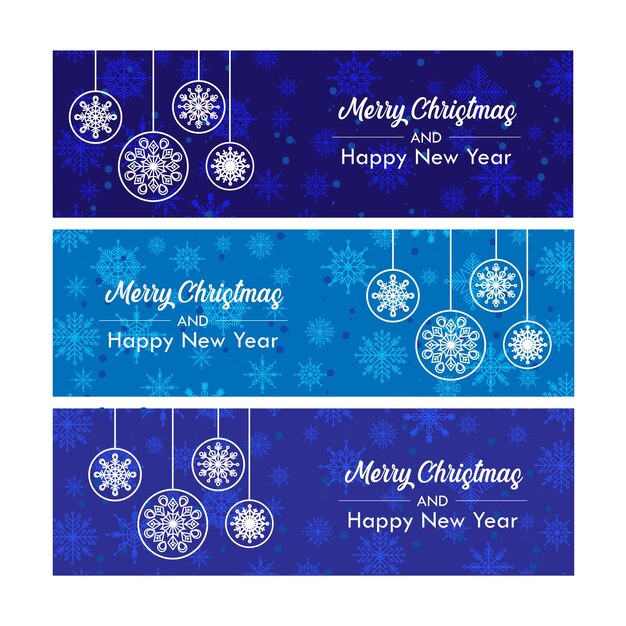 Vector christmas snowflake banners set