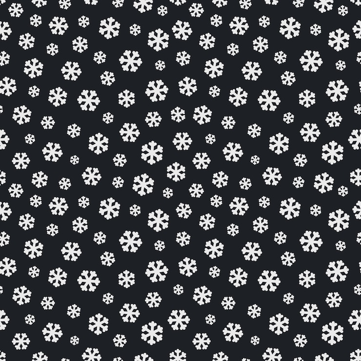 Vector christmas snowflake seamless pattern white color on black background for christmas decoration element. vector illustration