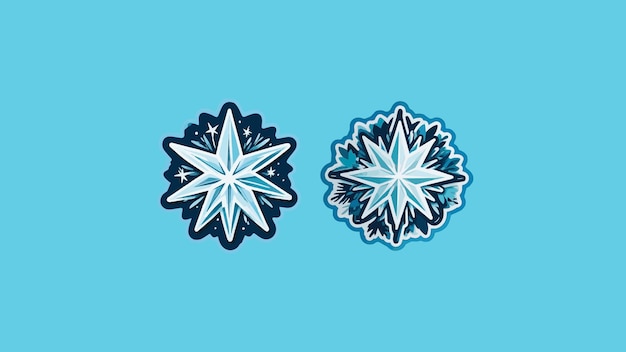 Christmas snowflake stickers winter holiday vector illustrations