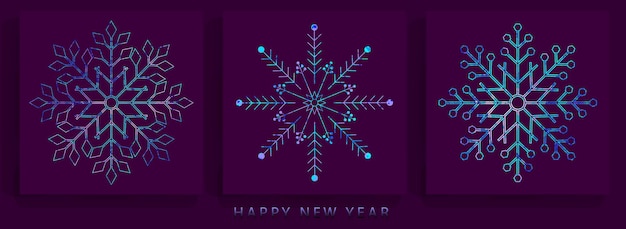 Christmas snowflakes in blue and purple color design element