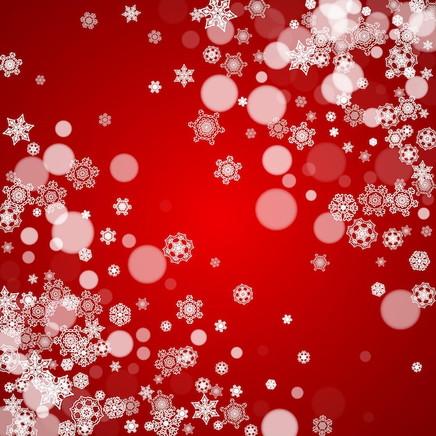 christmas snowflakes on red background frame for seasonal winter banners gift coupons vouchers ads party events santa claus colors with christmas snowflakes falling snow for holiday celebration
