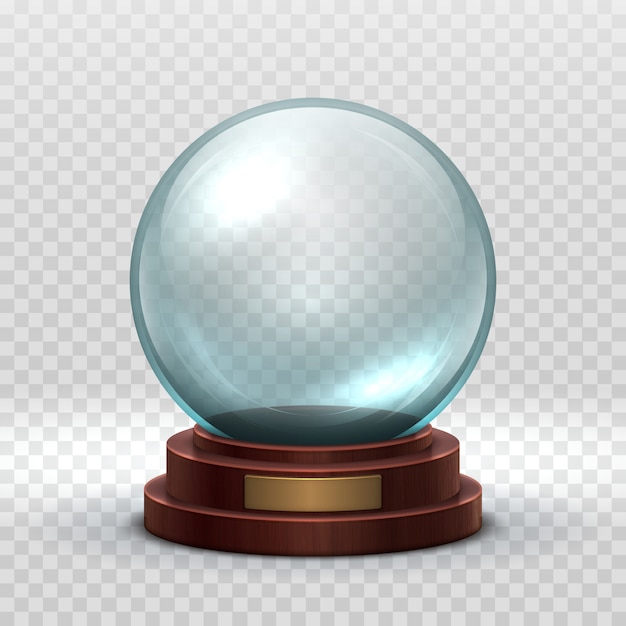 Vector christmas snowglobe. crystal glass empty ball.