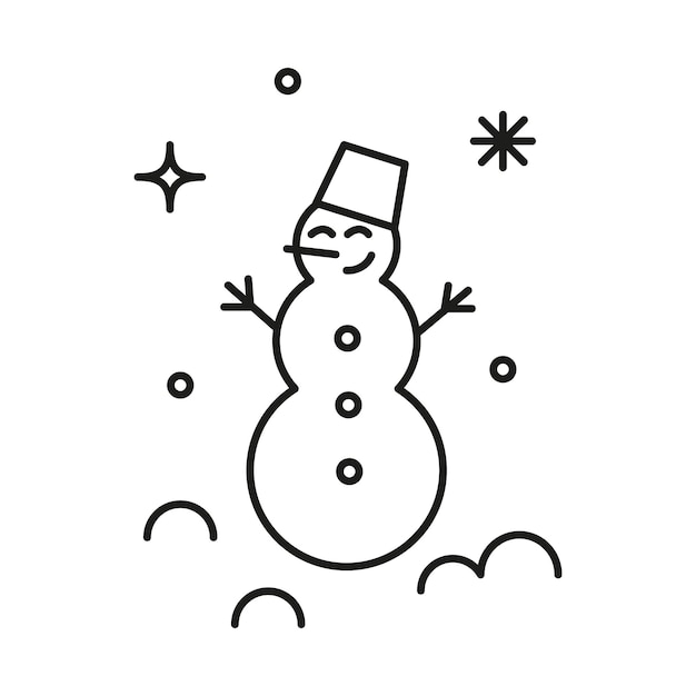 ベクトル クリスマス スノーマン 新年 デコレーション フラットライン アイコン 冬の休日 ベクトルイラスト