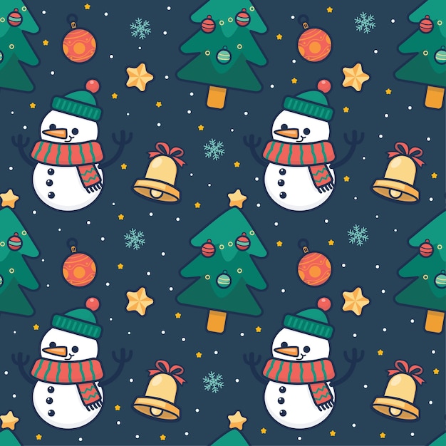 Christmas Snowman Seamless Pattern