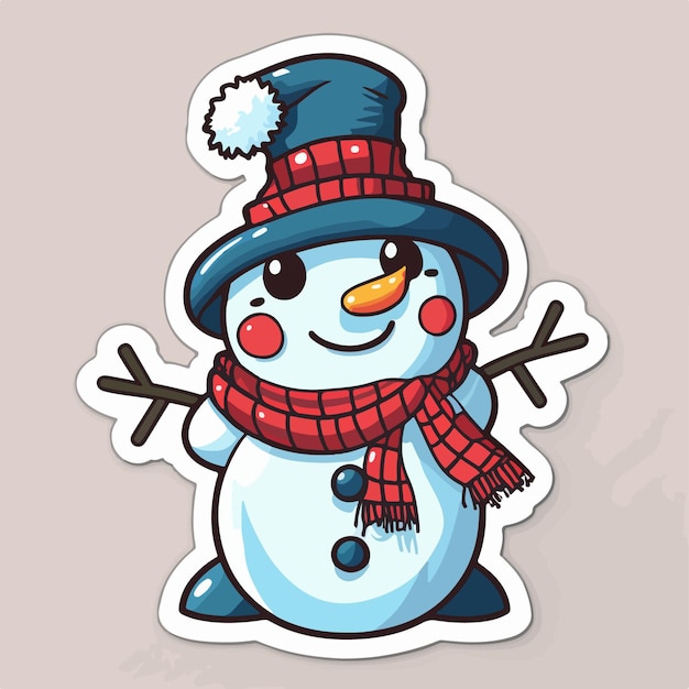 Christmas snowman sticker xmas snowman in hat stickers isolated decoration Winter collection