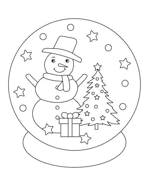 Christmas snowman and tree illustration