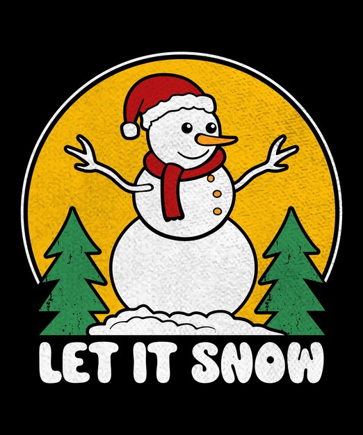 Christmas snowman t-shirt design che dice let it snow vintage christmas t-shirt grafica