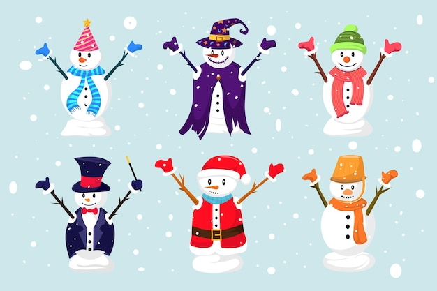 Рождественский снеговик - набор векторных коллекций