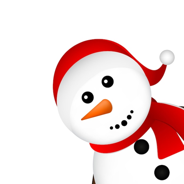 Рождественский снеговик на белом фоне векторная иллюстрация