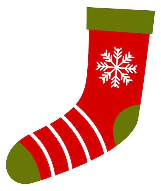 Christmas sock icon Red wool with snowflake symbol