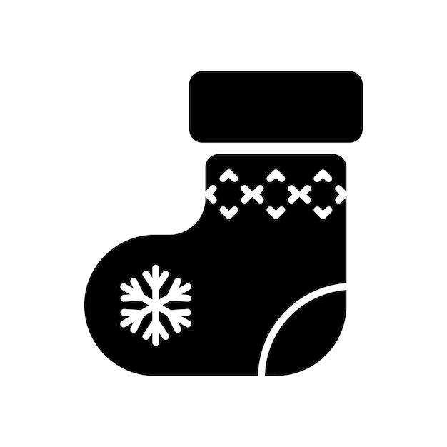Vector christmas sock icon warm decoration and storage of new year gifts with snowflake and festive