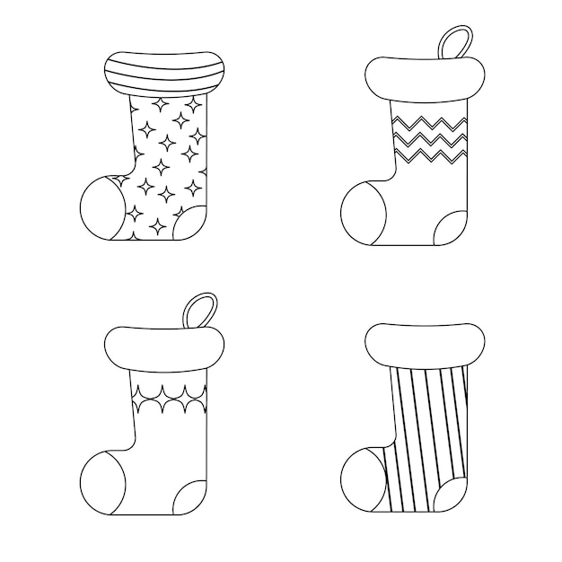 Christmas sock for line style gifts Vector illustration