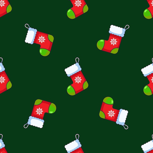 Vector christmas sock pattern vibrant illustration for printing and wrapping