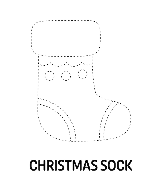 Christmas Sock tracing worksheet for kids