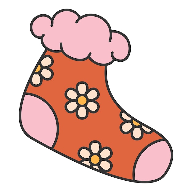 Premium Vector | Christmas sock with flowers vector illustration