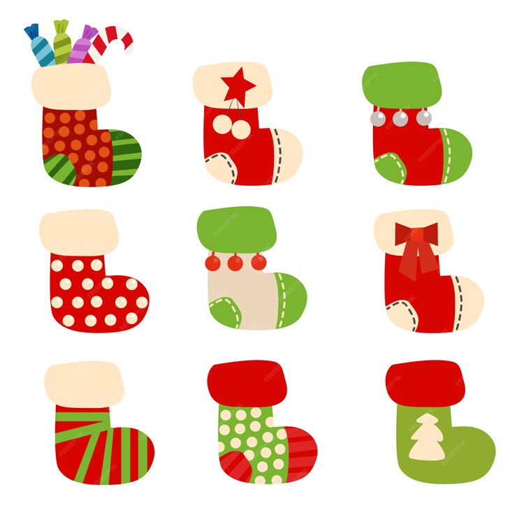 Premium Vector | Christmas socks collection set