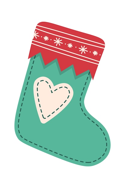 Christmas socks decor element flat icon Winter holiday