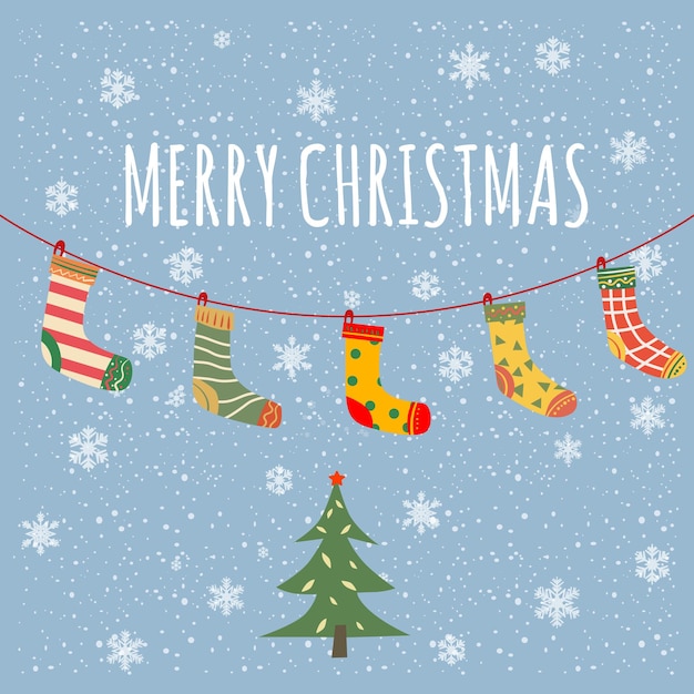 伝統的なヴィンテージの装飾の雪片をぶら下げてクリスマスの靴下