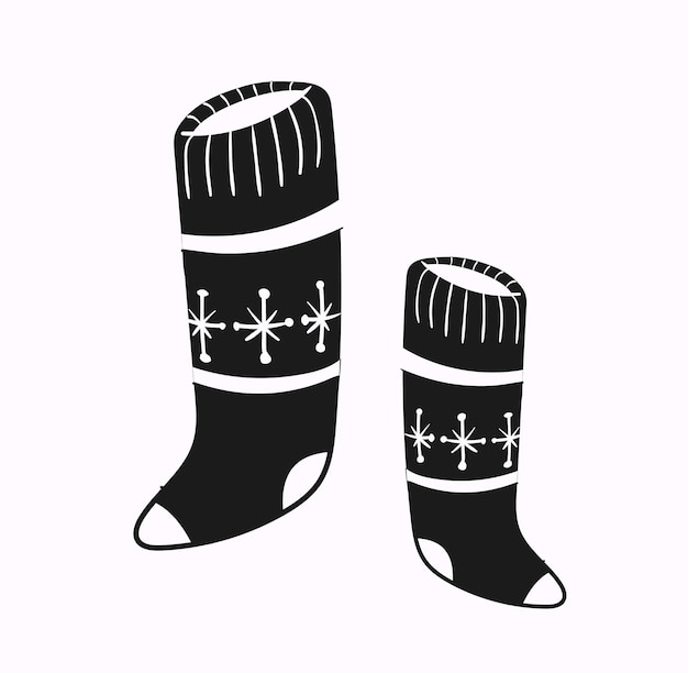 Christmas socks santa silhouette and black silhouette