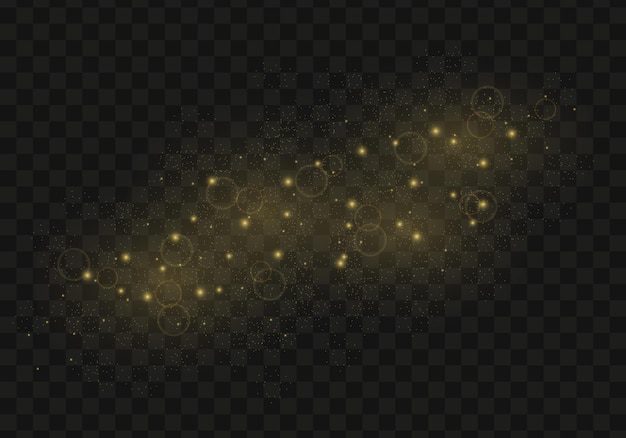 Christmas sparkles, bokeh lights effect, dust sparks, bright stars shine on a background. Vector.