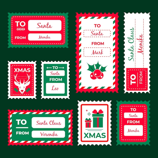 Vector christmas stamp collection