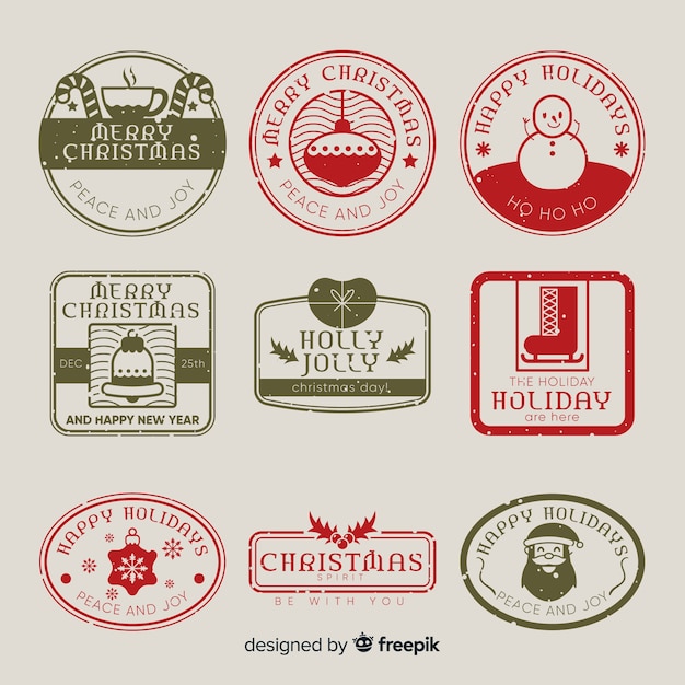 Vector christmas stamp collection