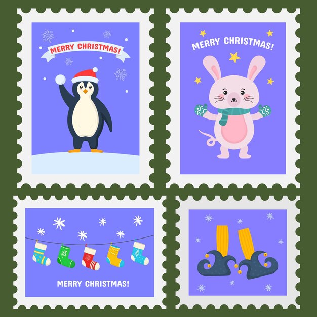 Different Colorful Christmas Postage Stamps Children Fun Preschool Activity  Kids Stock Vector by ©olya.by@mail.ru 230523832