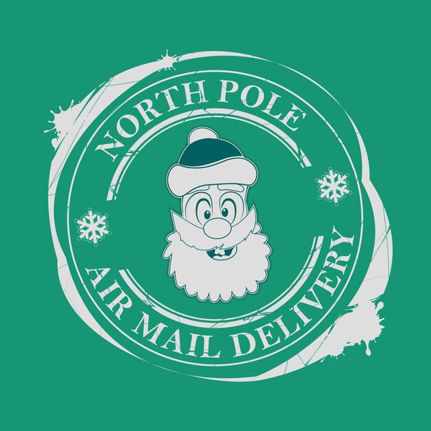 christmas stamp with santa claus face in green