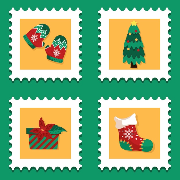 Vector christmas stamps