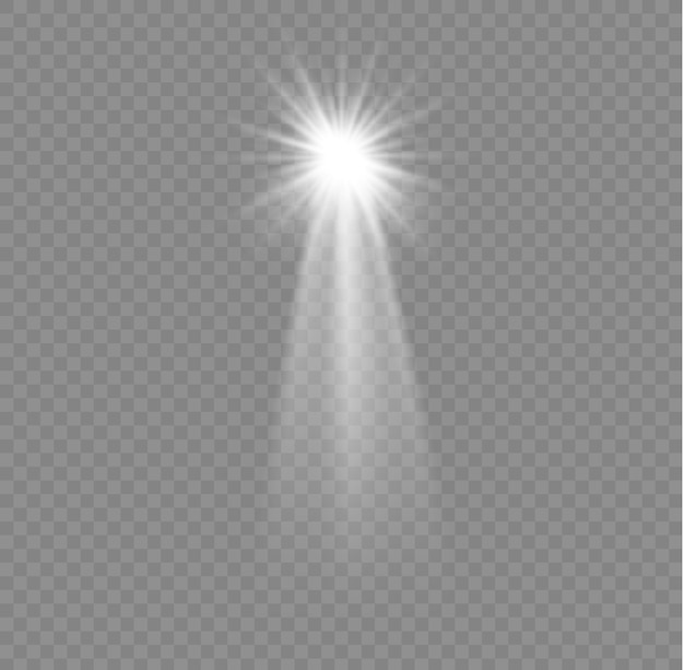 Christmas star with spotlight glowing white sparkling special light effect ray spark design vector