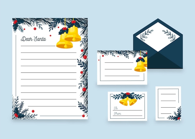 Christmas stationery template in flat design